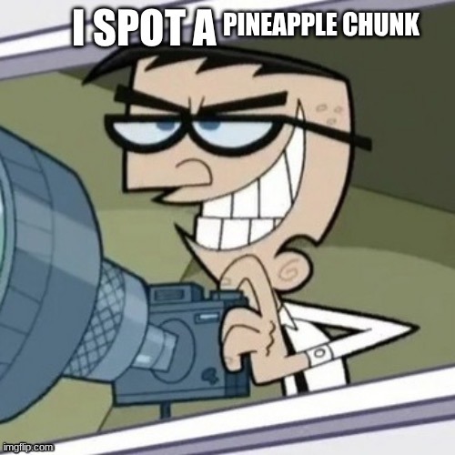 I spot a _____ | PINEAPPLE CHUNK | image tagged in i spot a _____ | made w/ Imgflip meme maker