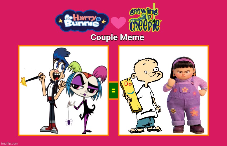 Harry and Creepie as Jonny and Abby | image tagged in harry and creepie - couple meme,turning red,ed edd n eddy,growing up creepie,harry and bunnie,crossover couple | made w/ Imgflip meme maker