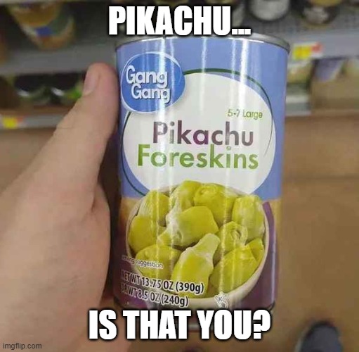 so thats where he went | PIKACHU... IS THAT YOU? | image tagged in pikachu,oh no,food,rip,can,funny | made w/ Imgflip meme maker