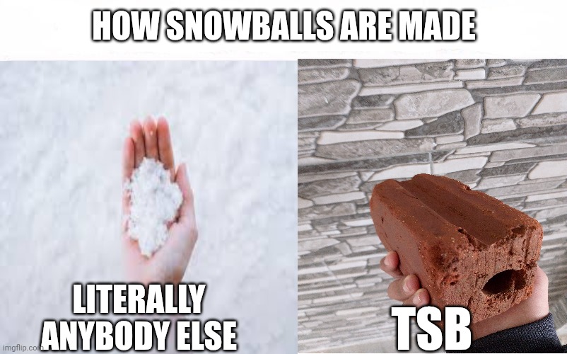 this is not OSHA approved | HOW SNOWBALLS ARE MADE; LITERALLY ANYBODY ELSE; TSB | image tagged in who would win blank,roblox,snowball | made w/ Imgflip meme maker