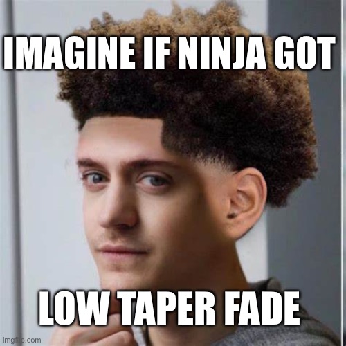 Ninja | IMAGINE IF NINJA GOT; LOW TAPER FADE | image tagged in ninja low taper fade | made w/ Imgflip meme maker