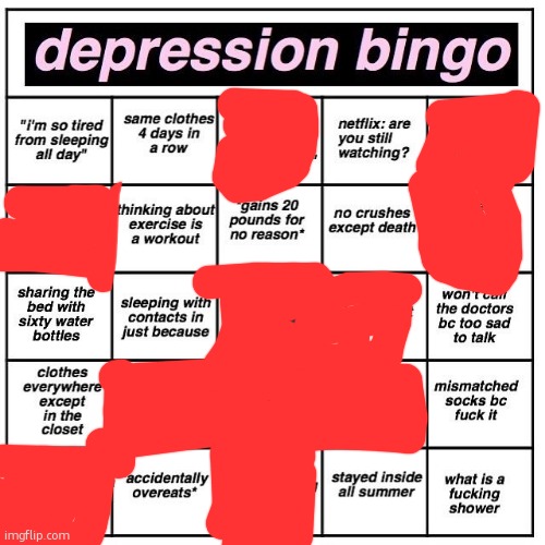 Hmmmmmmmm | image tagged in depression bingo | made w/ Imgflip meme maker