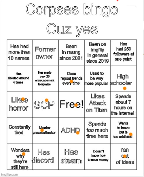 Corpses shitty bingo | image tagged in corpses shitty bingo,msmg,memes | made w/ Imgflip meme maker