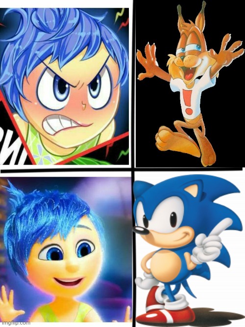 Joy hates Bubsy but she loves Sonic better | image tagged in inside out joy hates and loves meme,bubsy,sonic the hedgehog | made w/ Imgflip meme maker