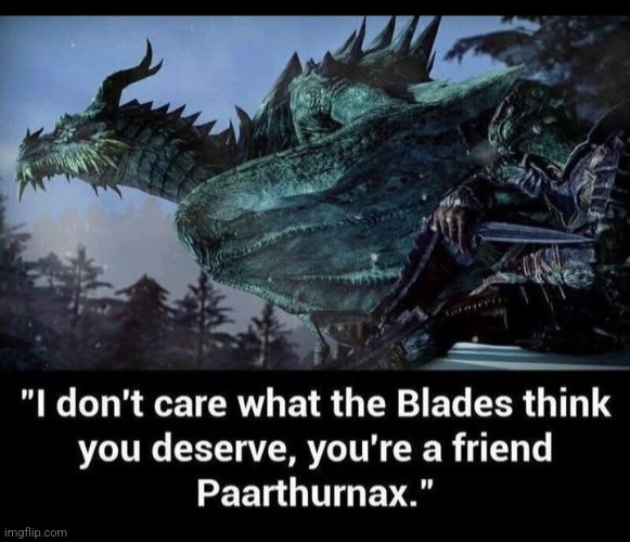 I would never betray Partysnaxx | image tagged in skyrim | made w/ Imgflip meme maker