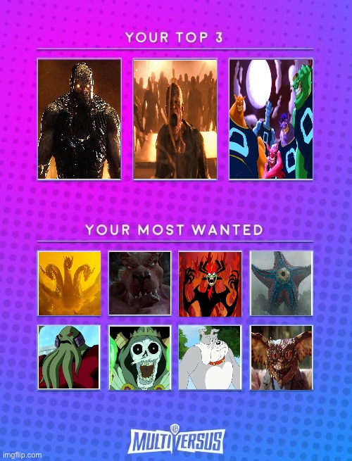 Top 11 WB villains I want to see as bosses in Multiversus | image tagged in multiversus,boss battle,space jam,i am legend,dc,warner bros | made w/ Imgflip meme maker