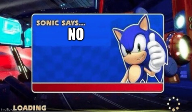 Sonic says no | NO | image tagged in sonic says | made w/ Imgflip meme maker