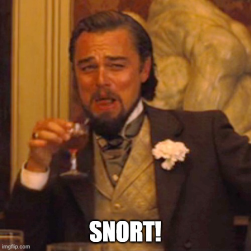 SNORT! | image tagged in memes,laughing leo | made w/ Imgflip meme maker