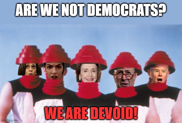 I swear! It's not a Nazi salute, but a salute to accomplished Nazis. | ARE WE NOT DEMOCRATS? WE ARE DEVOID! | image tagged in devo | made w/ Imgflip meme maker