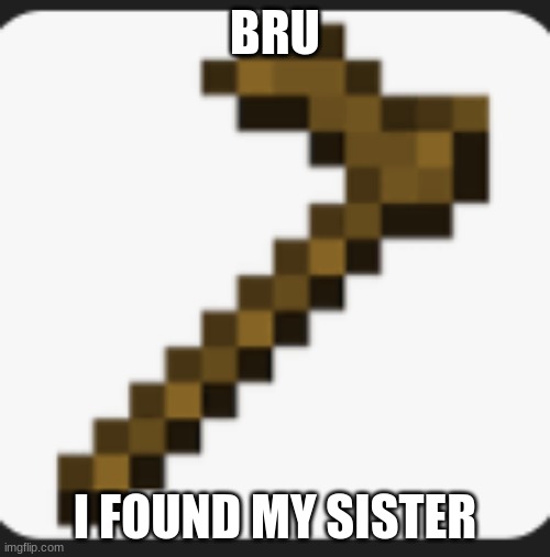 new template | BRU; I FOUND MY SISTER | image tagged in wooden hoe,memes,funny memes | made w/ Imgflip meme maker