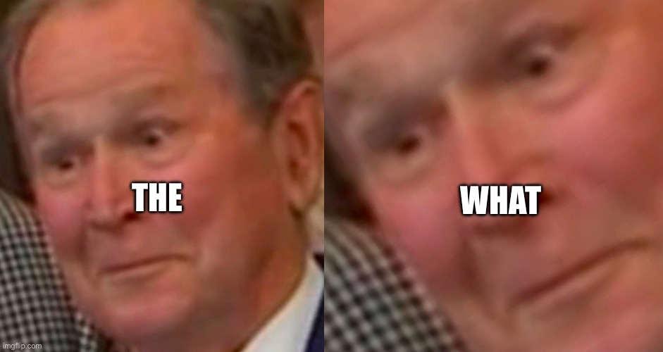 The what | WHAT; THE | image tagged in george bush | made w/ Imgflip meme maker