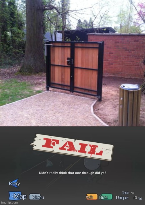 Security failure | image tagged in didn't really think,gate,gates,you had one job,memes,outside | made w/ Imgflip meme maker