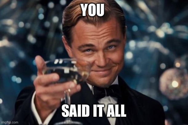 Leonardo Dicaprio Cheers Meme | YOU SAID IT ALL | image tagged in memes,leonardo dicaprio cheers | made w/ Imgflip meme maker