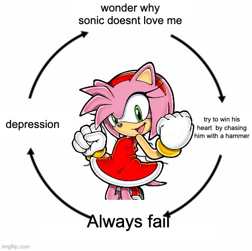 why not | wonder why sonic doesnt love me; depression; try to win his heart  by chasing him with a hammer; Always fail | image tagged in sad wojak cycle | made w/ Imgflip meme maker