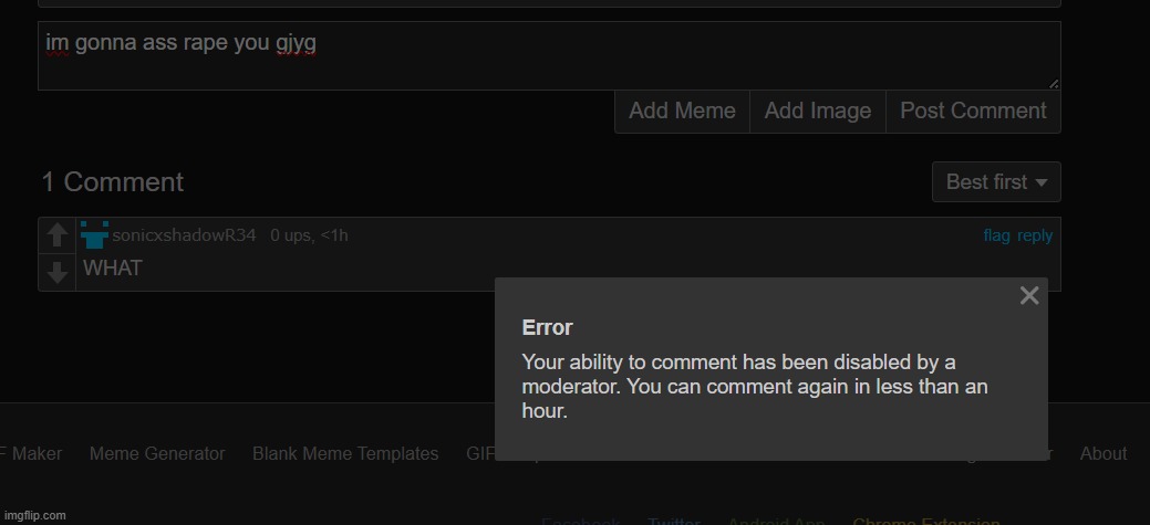 still comment banned | made w/ Imgflip meme maker