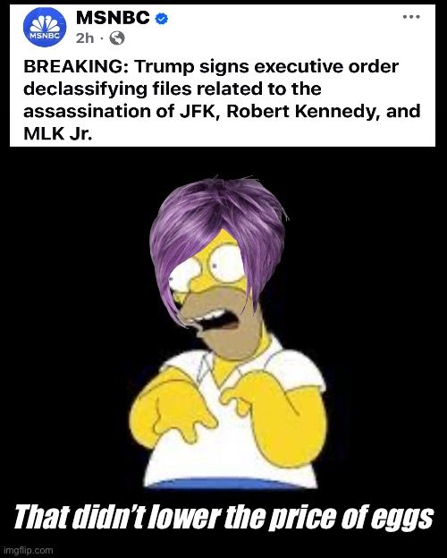 Liberalism is a mental disorder | That didn’t lower the price of eggs | image tagged in look marge,politics lol,memes,liberal logic | made w/ Imgflip meme maker