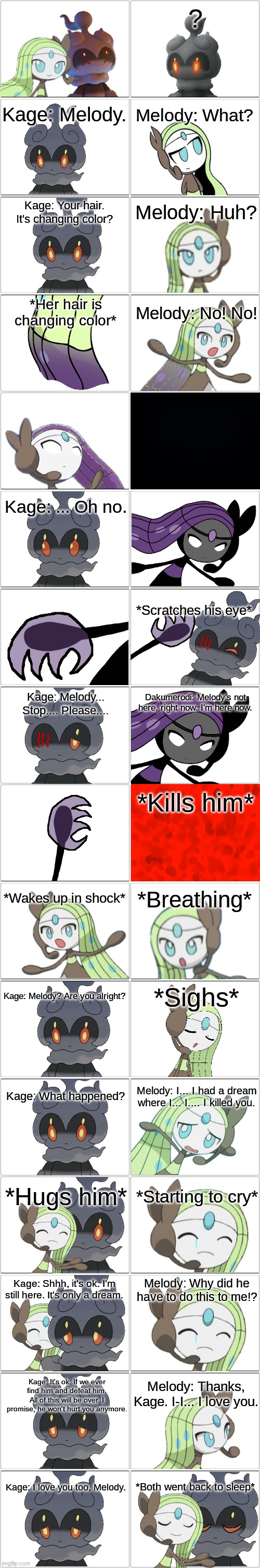 The 4 Mythicals: Melody's Nightmare.mp3 | image tagged in comic,the 4 mythicals,kage and melody,kage,melody,dakumerodi | made w/ Imgflip meme maker