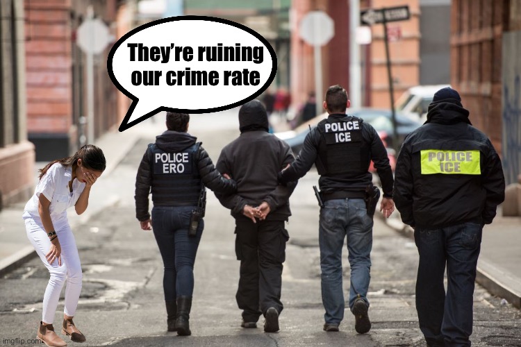 AOC cries over deportation of undocumented criminals | They’re ruining our crime rate | image tagged in crazy aoc,illegal immigration,criminal | made w/ Imgflip meme maker