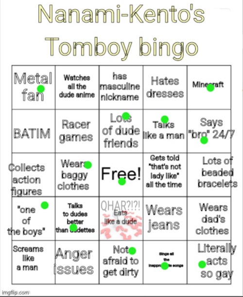 I’m a guy btw | image tagged in nanami-kento's tomboy bingo | made w/ Imgflip meme maker