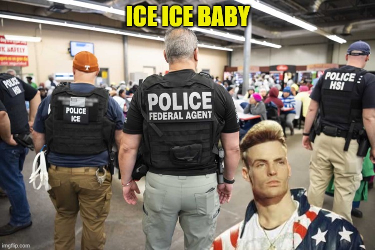 Word to your mother. Stop, collaborate, and deportation | ICE ICE BABY | image tagged in ice ice baby,vanilla ice,ice,deportation,illegal immigration,maga | made w/ Imgflip meme maker