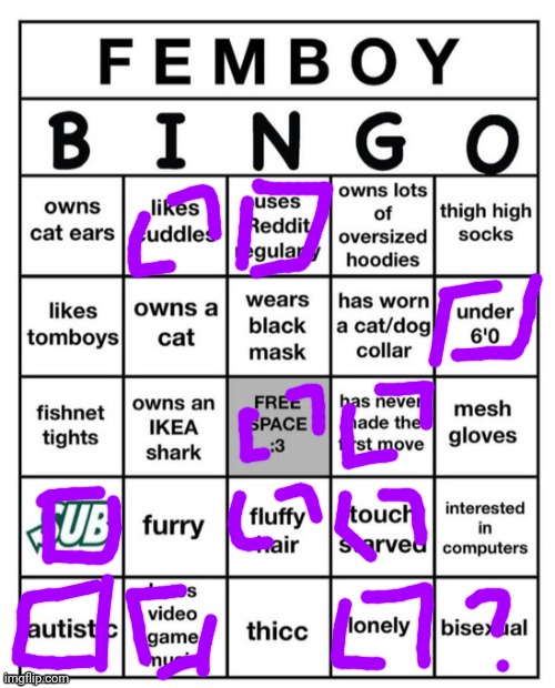 this bingo is so ass wtf am I doing | image tagged in femboy bingo | made w/ Imgflip meme maker