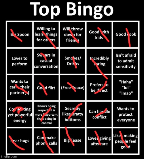 Top Bingo | image tagged in top bingo | made w/ Imgflip meme maker