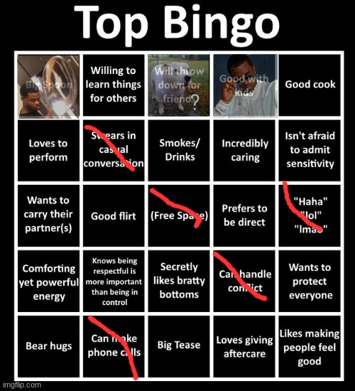 Top Bingo | image tagged in top bingo | made w/ Imgflip meme maker