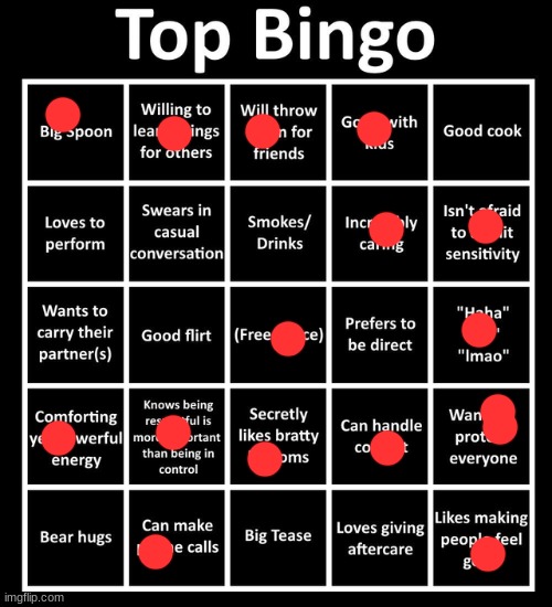 not 100% sure if i lied or not | image tagged in top bingo | made w/ Imgflip meme maker