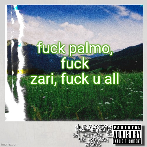 HuaSpring Temp | fuck palmo, fuck zari, fuck u all | image tagged in huaspring temp | made w/ Imgflip meme maker