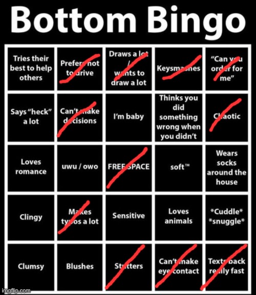 Bottom Bingo | image tagged in bottom bingo | made w/ Imgflip meme maker