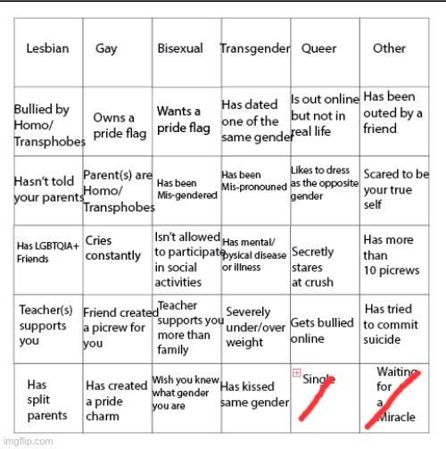 … | image tagged in lgbtqia bingo | made w/ Imgflip meme maker