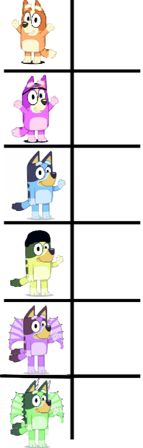 Bingo Katlyn Bluey Kevin Liberty Freddie Blank Meme Template