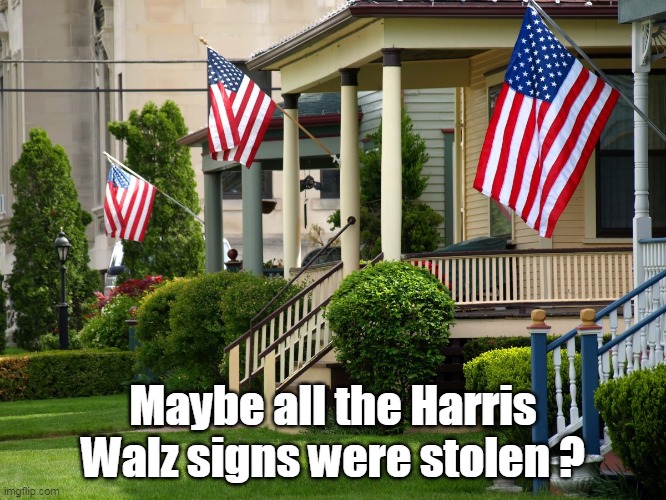 Maybe all the Harris Walz signs were stolen ? | made w/ Imgflip meme maker