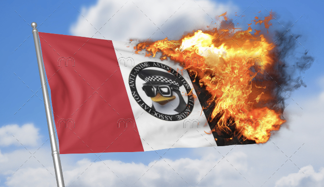 Anti anime association flag burning Blank Meme Template