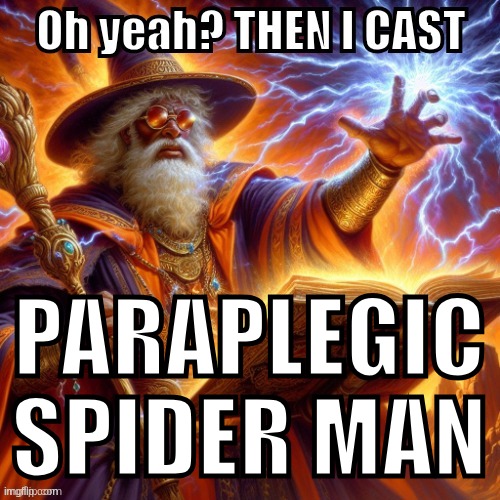 THEN I CAST | PARAPLEGIC SPIDER MAN | image tagged in then i cast | made w/ Imgflip meme maker