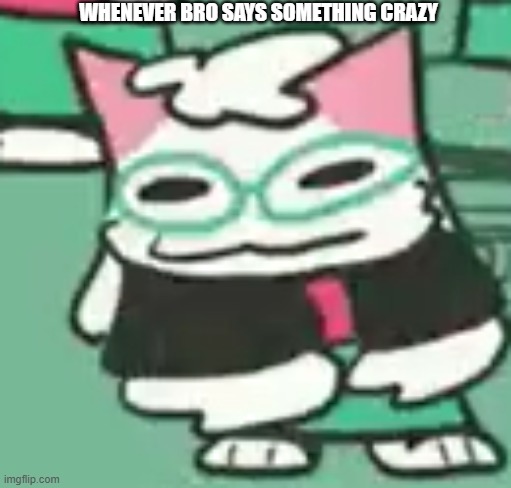 whenever bro says something crazy | WHENEVER BRO SAYS SOMETHING CRAZY | image tagged in deltarune,ralsei | made w/ Imgflip meme maker