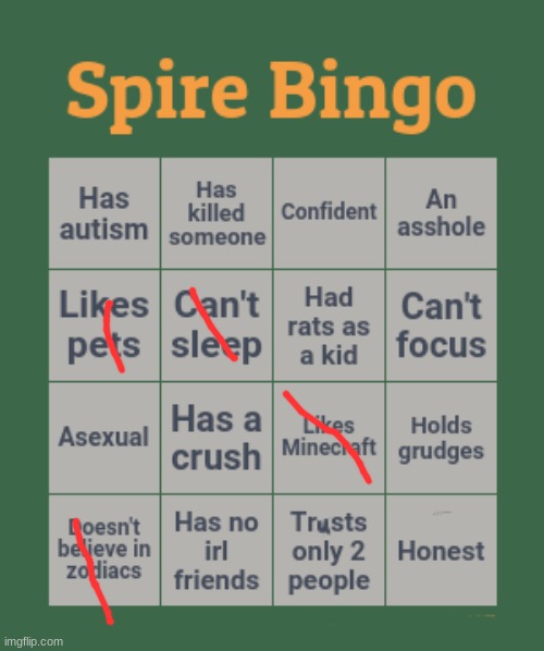 I suck | image tagged in spire bingo | made w/ Imgflip meme maker