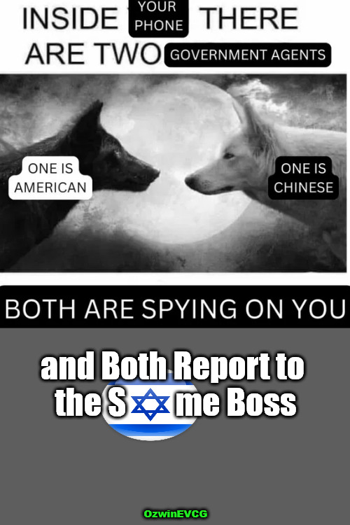 (See {BOC} and {KMN} for More) [Both Same Boss] | and Both Report to 

the S        me Boss; OzwinEVCG | image tagged in technology,spying,china,israel,usa,world occupied | made w/ Imgflip meme maker