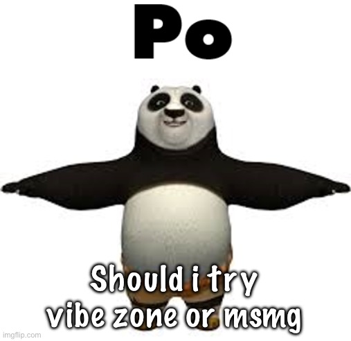 Po | Should i try vibe zone or msmg | image tagged in po | made w/ Imgflip meme maker