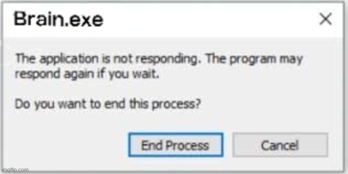 Brain.exe (not responding) | image tagged in brain exe not responding | made w/ Imgflip meme maker