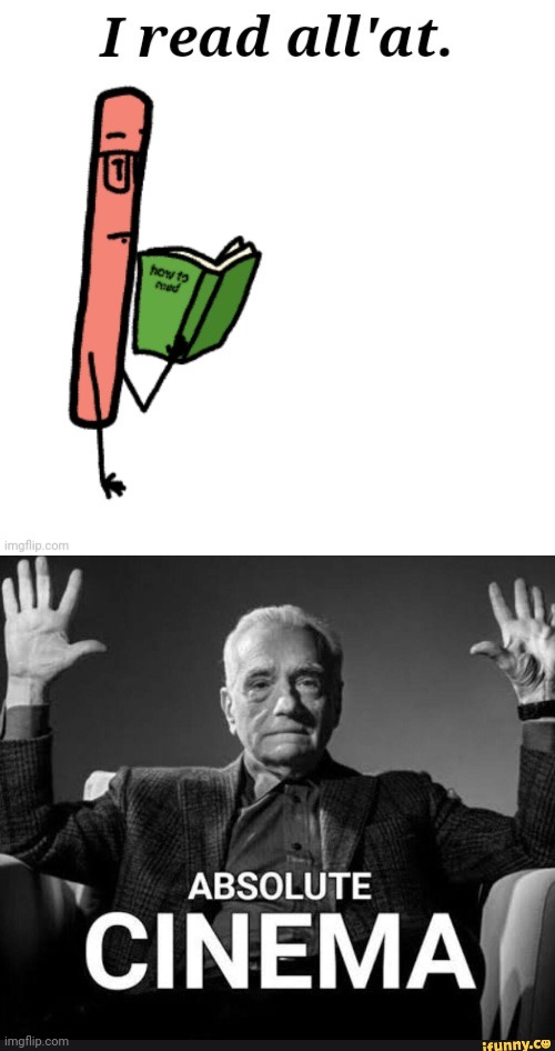 image tagged in i read all'at,absolute cinema | made w/ Imgflip meme maker