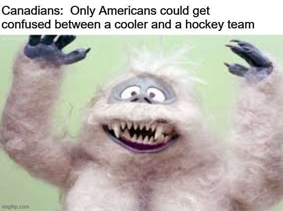 Canadians:  Only Americans could get confused between a cooler and a hockey team | image tagged in yeti | made w/ Imgflip meme maker