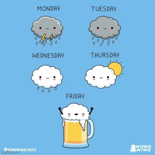 Good thing it's Friday | image tagged in friday,fridays,weather,forecast,comics,comics/cartoons | made w/ Imgflip meme maker