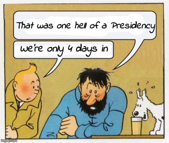 What a year | That was one hell of a Presidency; We're only 4 days in | image tagged in what a year | made w/ Imgflip meme maker