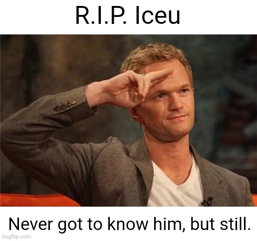 Barney Stinson Salute | R.I.P. Iceu; Never got to know him, but still. | image tagged in barney stinson salute | made w/ Imgflip meme maker