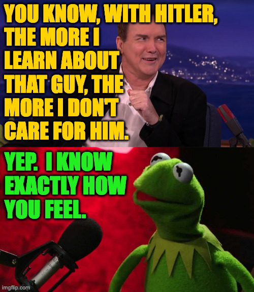 I wouldn't blame other countries that decide to ban American tourists. | YOU KNOW, WITH HITLER,
THE MORE I
LEARN ABOUT
THAT GUY, THE
MORE I DON'T
CARE FOR HIM. YEP.  I KNOW
EXACTLY HOW
YOU FEEL. | image tagged in memes,norm macdonald,kermit | made w/ Imgflip meme maker