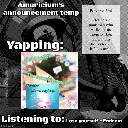 Americium Breloom temp | Lose yourself - Eminem | image tagged in americium breloom temp | made w/ Imgflip meme maker