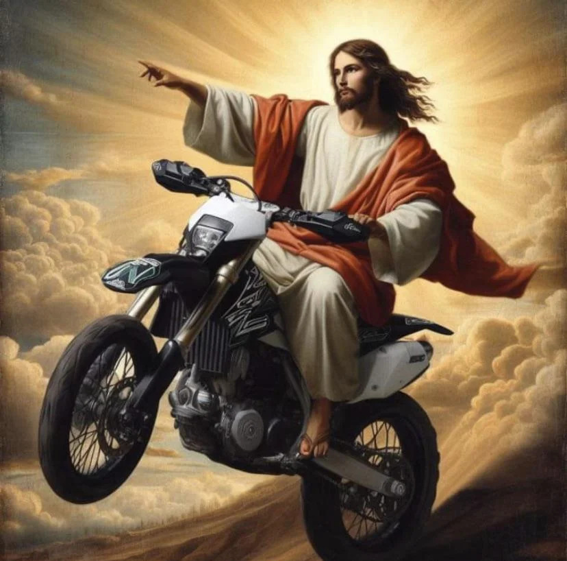 jesus christ on a motorbike Blank Meme Template