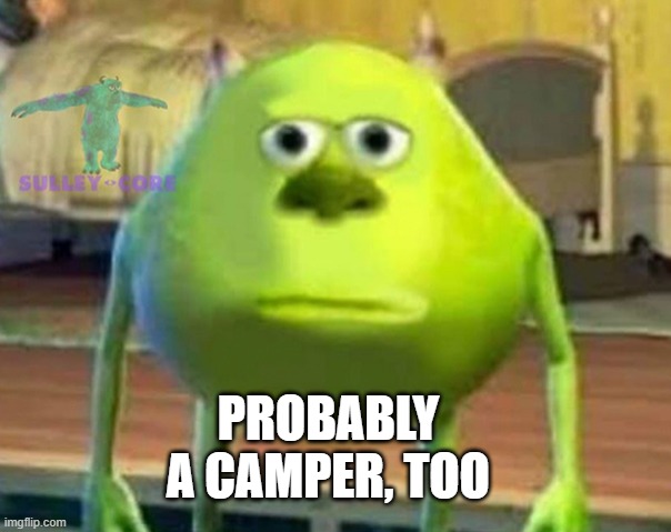 Monsters Inc | PROBABLY
A CAMPER, TOO | image tagged in monsters inc | made w/ Imgflip meme maker