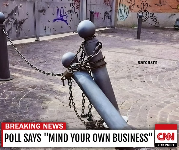 POLL SAYS "MIND YOUR OWN BUSINESS" | image tagged in funny,breaking news,puns | made w/ Imgflip meme maker